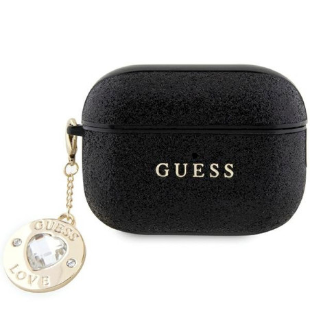 Guess GUAP2PGEHCDK AirPods Pro 2 (2022/2023) cover Fixed Glitter Heart Diamond Charm / black