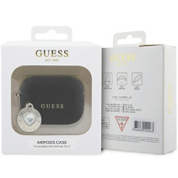 Guess GUAP2PGEHCDK AirPods Pro 2 (2022/2023) cover Fixed Glitter Heart Diamond Charm / black