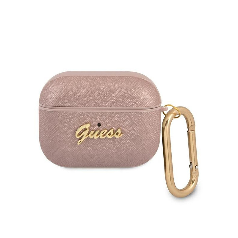 Guess GUAPSASMP AirPods Pro cover Saffiano Script Metal Collection / pink