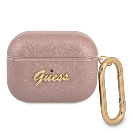 Guess GUAPSASMP AirPods Pro cover Saffiano Script Metal Collection / pink