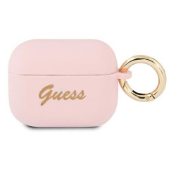 Guess GUAPSSSI AirPods Pro cover Silicone Vintage Script / pink