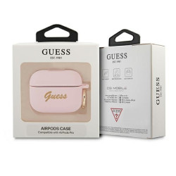 Guess GUAPSSSI AirPods Pro cover Silicone Vintage Script / pink