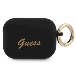 Guess GUAPSSSK AirPods Pro cover Silicone Vintage Script / black