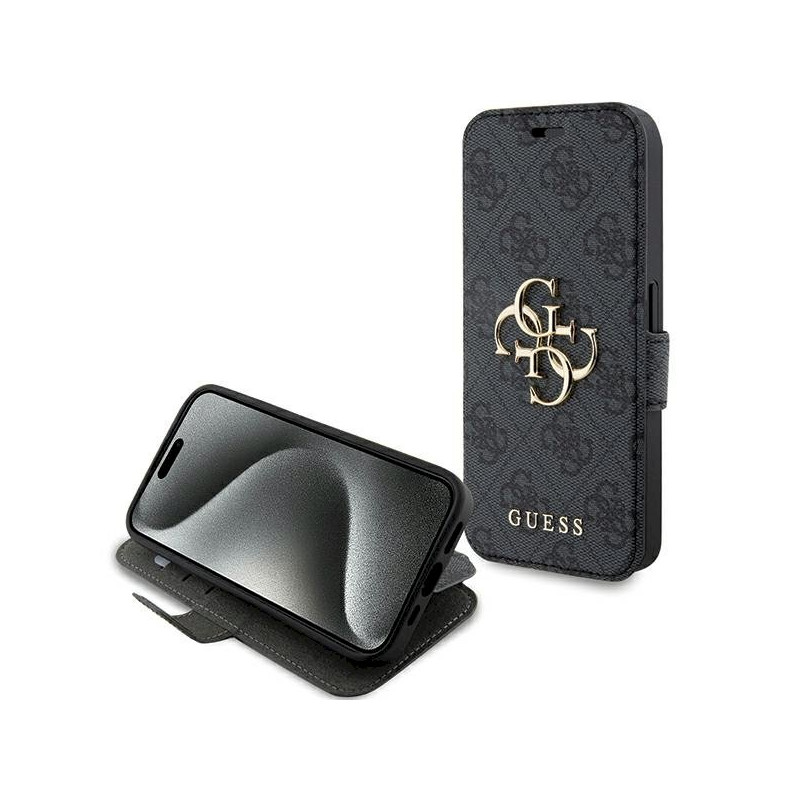 Guess GUBKP15L4GMGGR book 4G Metal Logo for iPhone 15 Pro 6.1" / grey