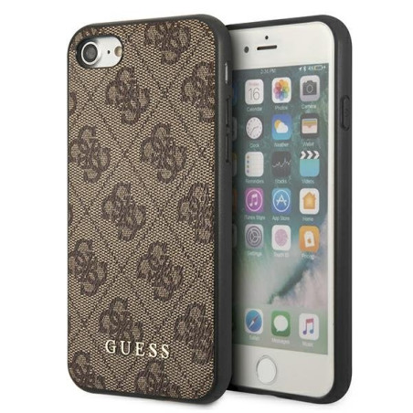 Guess GUHCI8G4GFBR Hardcase 4G Metal Gold Logo for iPhone SE 2022 / 2020 / 7 / 8 / brown