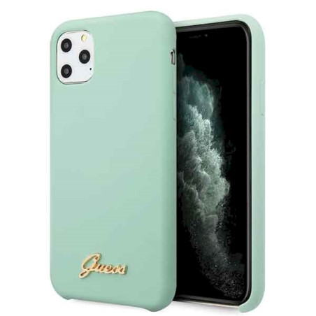 Guess GUHCN58LSLMGG Silicone Vintage Gold Logo Hard Case for iPhone 11 Pro / green