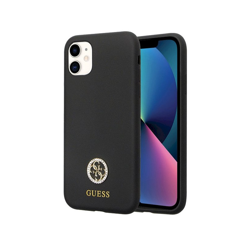 Guess GUHCN614DGPK Silicone Logo Strass 4G Hardcase for iPhone 11 / Xr 6.1" / black