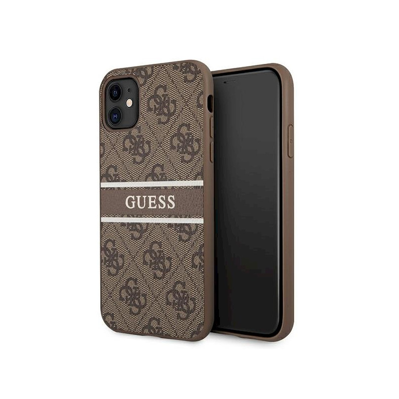 Guess GUHCN614GDBR 4G Stripe Hardcase for iPhone 11 6,1" / Xr brown