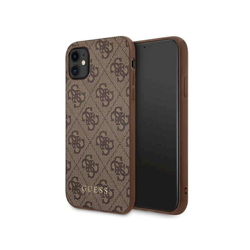 Guess GUHCN61G4GFBR Hardcase 4G Metal Gold Logo for iPhone 11 6,1" / brown