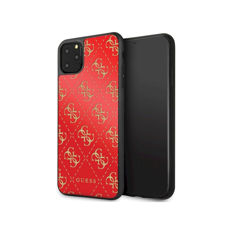 Guess GUHCN654GGPRE 4G Double Layer Glitter Hard Case for iPhone 11 Pro Max / red