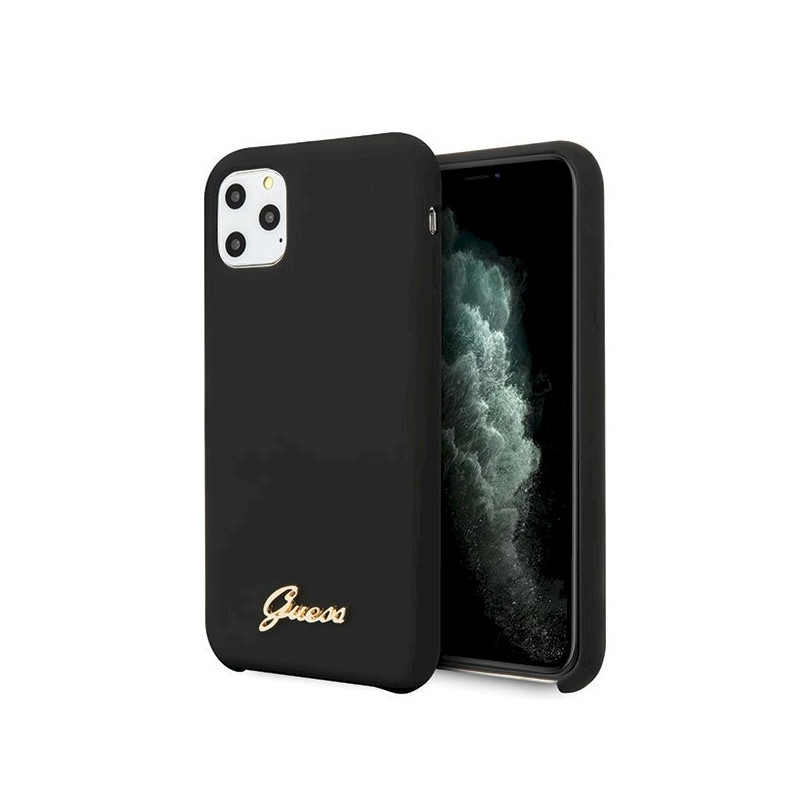 Guess GUHCN65LSLMGBK Silicone Vintage Gold Logo Hardcase for iPhone 11 Pro Max / black