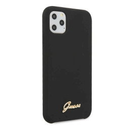 Guess GUHCN65LSLMGBK Silicone Vintage Gold Logo Hardcase for iPhone 11 Pro Max / black