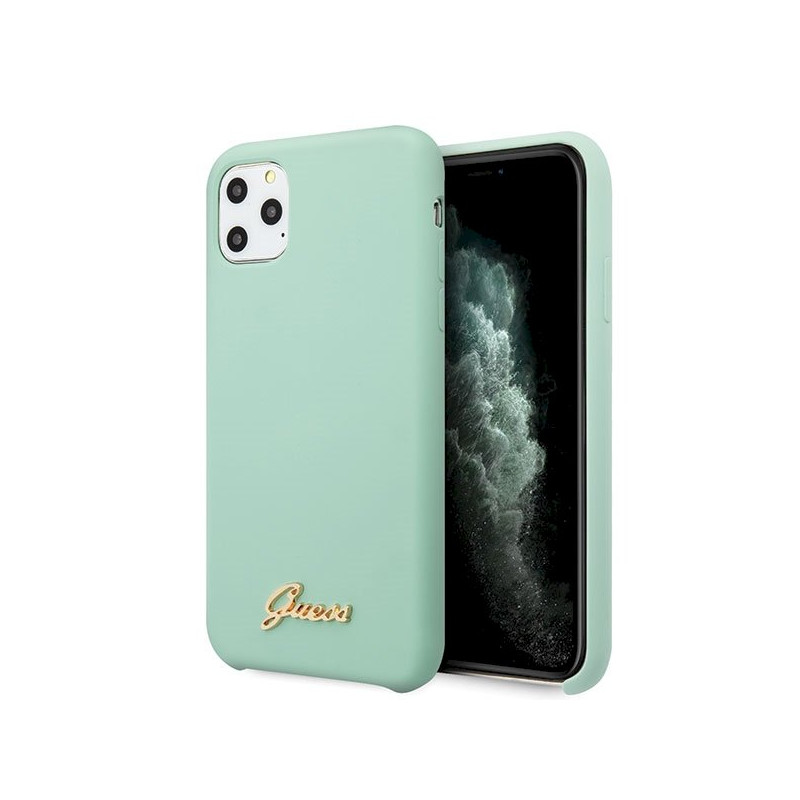 Guess GUHCN65LSLMGG Silicone Vintage Gold Logo Hard Case for iPhone 11 Pro Max / green