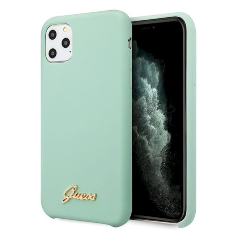 Guess GUHCN65LSLMGG Silicone Vintage Gold Logo Hard Case for iPhone 11 Pro Max / green