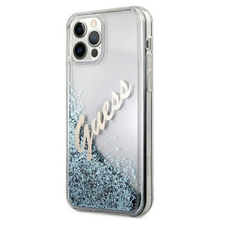 Guess GUHCP12LGLVSBL Glitter Vintage Script Hardcase for iPhone 12 Pro Max 6.7" / blue