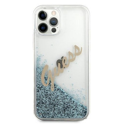 Guess GUHCP12LGLVSBL Glitter Vintage Script Hardcase for iPhone 12 Pro Max 6.7" / blue