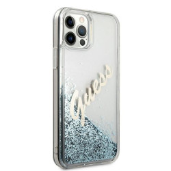 Guess GUHCP12LGLVSBL Glitter Vintage Script Hardcase for iPhone 12 Pro Max 6.7" / blue