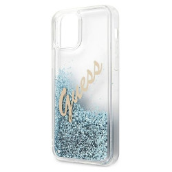 Guess GUHCP12LGLVSBL Glitter Vintage Script Hardcase for iPhone 12 Pro Max 6.7" / blue
