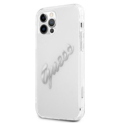 Guess GUHCP12LKTRSVSI Hardcase Vintage Script for iPhone 12 Pro Max 6,7" / transparent/silver