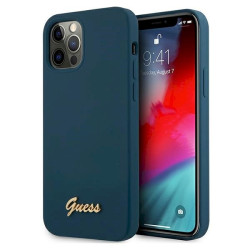 Guess GUHCP12LLSLMGBL Metal Logo Script hardcase for iPhone 12 Pro Max 6,7" / blue