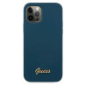 Guess GUHCP12LLSLMGBL Metal Logo Script hardcase for iPhone 12 Pro Max 6,7" / blue