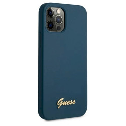 Guess GUHCP12LLSLMGBL Metal Logo Script hardcase for iPhone 12 Pro Max 6,7" / blue