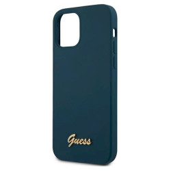 Guess GUHCP12LLSLMGBL Metal Logo Script hardcase for iPhone 12 Pro Max 6,7" / blue
