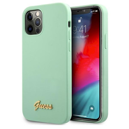 Guess GUHCP12LLSLMGGN Metal Logo Script Hardcase for iPhone 12 Pro Max 6,7" / green