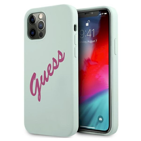 Guess GUHCP12LLSVSBF Silicone Vintage Hardcase for iPhone 12 Pro Max 6,7" / blue fuschia