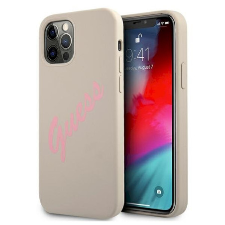 Guess GUHCP12LLSVSGP Silicone Vintage Hardcase for iPhone 12 Pro Max 6,7" / grey pink