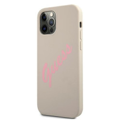 Guess GUHCP12LLSVSGP Silicone Vintage Hardcase for iPhone 12 Pro Max 6,7" / grey pink