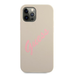 Guess GUHCP12LLSVSGP Silicone Vintage Hardcase for iPhone 12 Pro Max 6,7" / grey pink