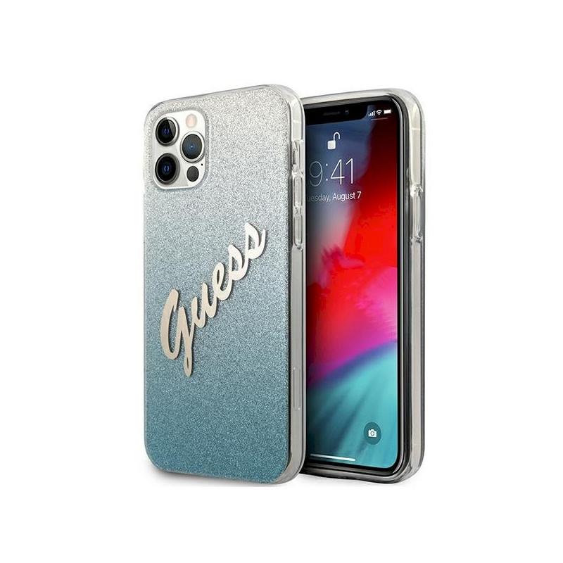 Guess GUHCP12LPCUGLSBL Glitter Gradient Script hardcase for iPhone 12 Pro Max 6,7" / blue
