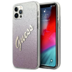 Guess GUHCP12LPCUGLSPI Glitter Gradient Script Hardcase for iPhone 12 Pro Max 6,7" / pink