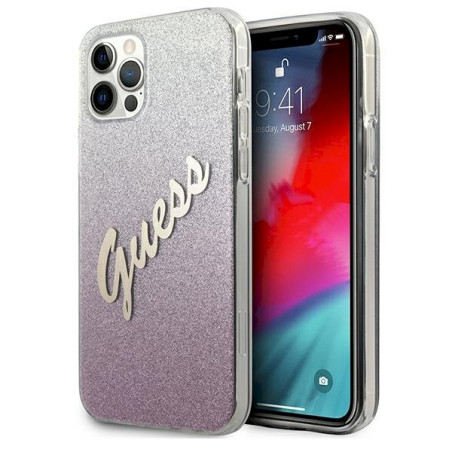 Guess GUHCP12LPCUGLSPI Glitter Gradient Script Hardcase for iPhone 12 Pro Max 6,7" / pink