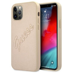 Guess GUHCP12LRSAVSLG Saffiano Vintage Script Hardcase for iPhone 12 Pro Max 6,7" / gold
