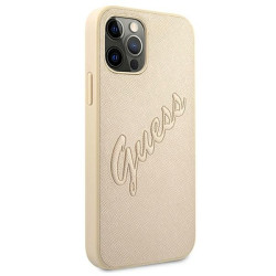 Guess GUHCP12LRSAVSLG Saffiano Vintage Script Hardcase for iPhone 12 Pro Max 6,7" / gold