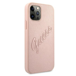 Guess GUHCP12LRSAVSRG Saffiano Vintage Script Hardcase for iPhone 12 Pro Max 6,7" / pink