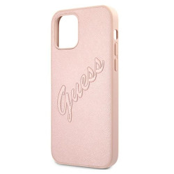 Guess GUHCP12LRSAVSRG Saffiano Vintage Script Hardcase for iPhone 12 Pro Max 6,7" / pink