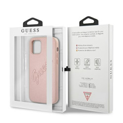 Guess GUHCP12LRSAVSRG Saffiano Vintage Script Hardcase for iPhone 12 Pro Max 6,7" / pink