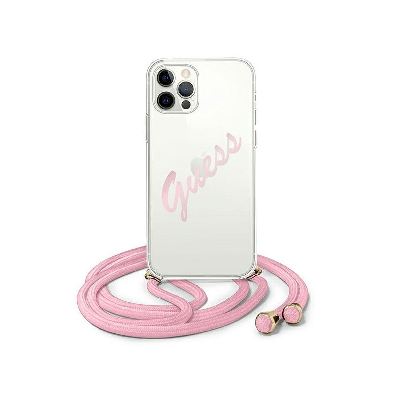 Guess GUHCP12MCRTVSPI Script Vintage Hardcase for iPhone 12/12 Pro 6,1" / pink