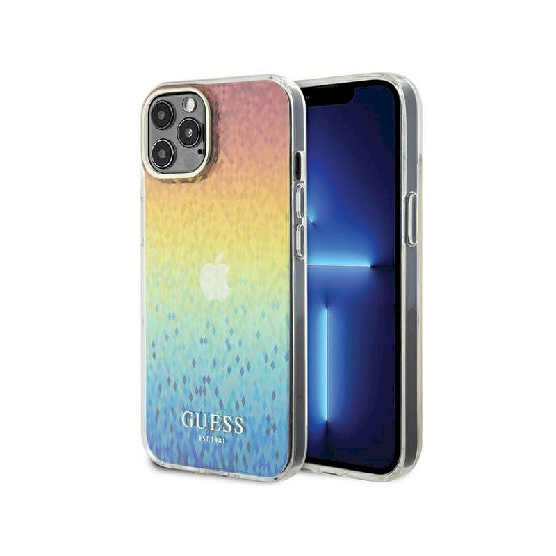 Guess GUHCP12MHDECMI IML Faceted Mirror Disco Iridescent Hardcase for iPhone 12/12 Pro 6.1"