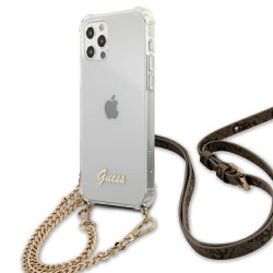 Guess GUHCP12MKC4GSGO Hardcase 4G Gold Chain for iPhone 12/12 Pro 6,1" / transparent