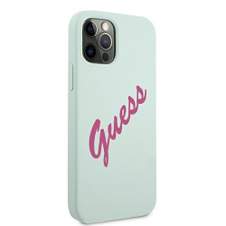 Guess GUHCP12MLSVSBF Silicone Vintage Hardcase for iPhone 12/12 Pro 6,1" / blue fuschia