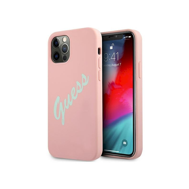 Guess GUHCP12MLSVSPG Silicone Vintage hardcase for iPhone 12/12 Pro 6,1" / green pink