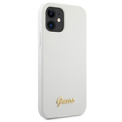 Guess GUHCP12SLSLMGWH Metal Logo Script Hardcase for iPhone 12 mini 5,4" / white