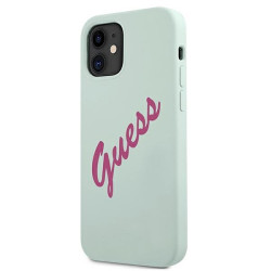 Guess GUHCP12SLSVSBF Silicone Vintage Hardcase for iPhone 12 mini 5,4" / blue fuschia