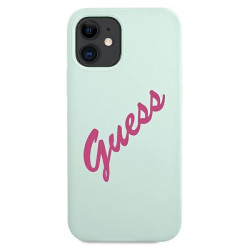 Guess GUHCP12SLSVSBF Silicone Vintage Hardcase for iPhone 12 mini 5,4" / blue fuschia
