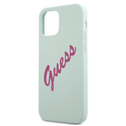 Guess GUHCP12SLSVSBF Silicone Vintage Hardcase for iPhone 12 mini 5,4" / blue fuschia