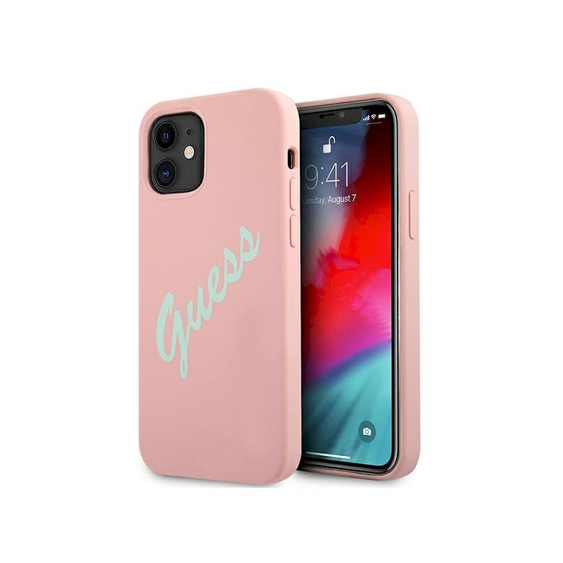 Guess GUHCP12SLSVSPG Silicone Vintage Hardcase for iPhone 12 mini 5,4" / green pink